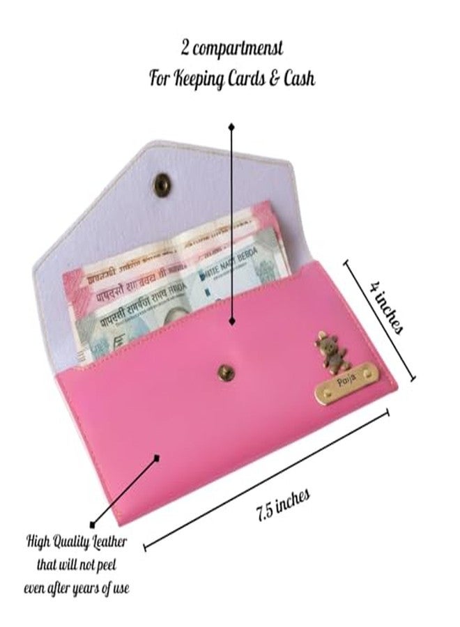 THE CUSTOMISED GIFT هدية مُخصصة: محفظة جلدية نسائية مزينة باسم وتعليقة | هدايا ذكرى الزواج، أعياد الميلاد، وحفلات الزفاف للنساء (لون وردي) - Image 4
